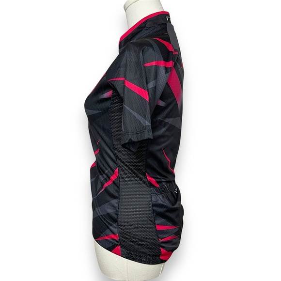 NWT Women’s Cycling Short Sleeve Shirt Bicycle Jersey Zip-up Mesh Back Pockets - Picture 3 of 10